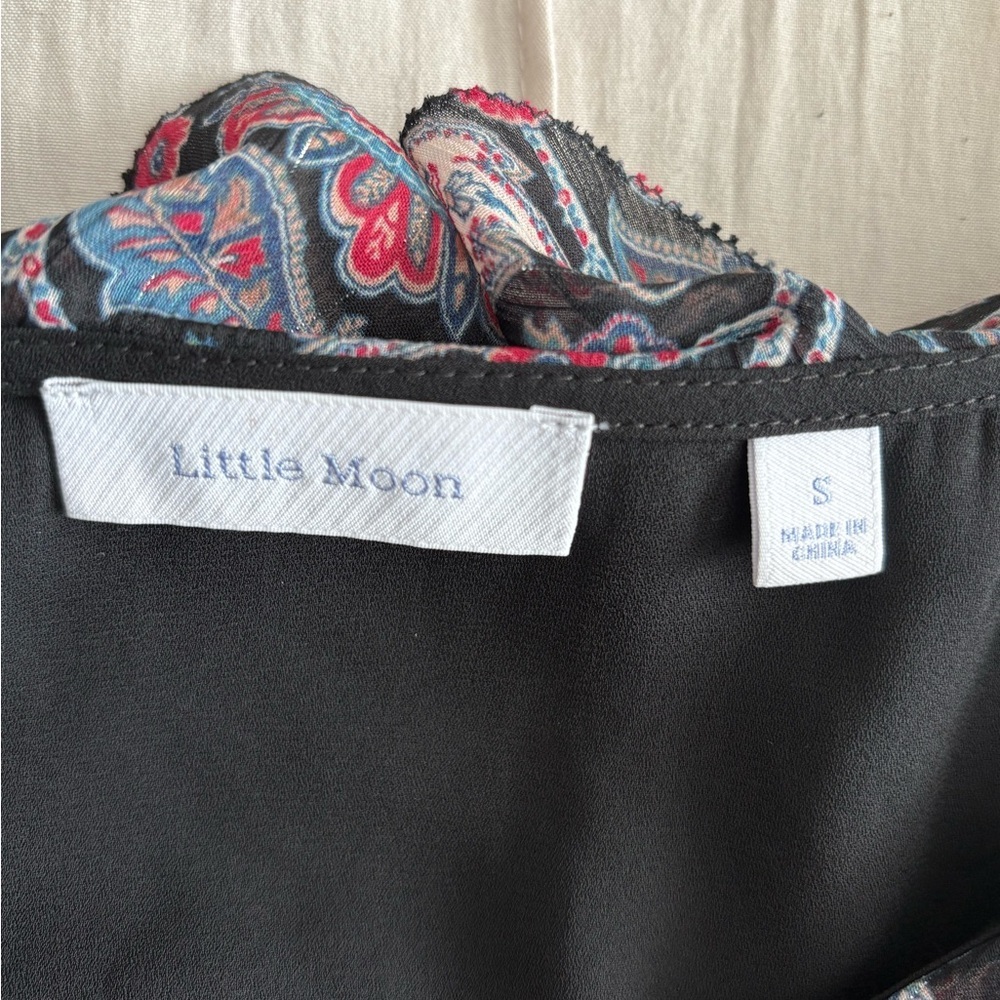 Little Moon Paisley Ruffle Mini Dress Size S Boho Long Sleeve Aritzia - Picture 5 of 6